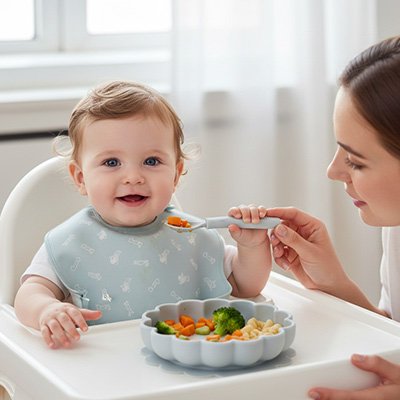 Assiette bébé ventouse bleu