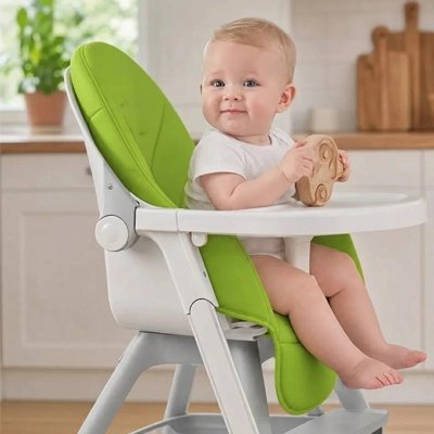 Coussin pour chaise haute vert est un équipement repas bébé