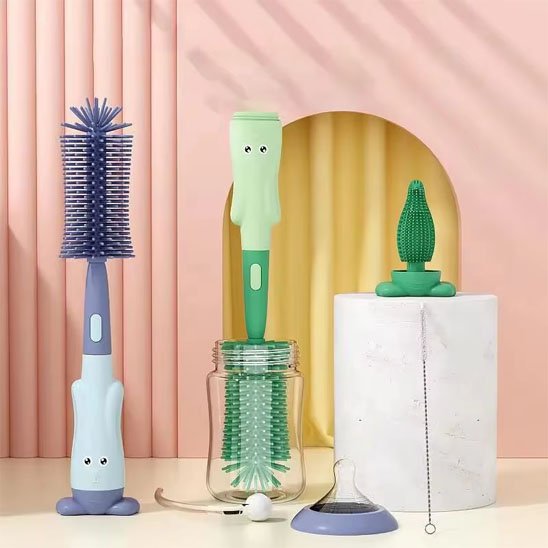 Goupillon biberon mauve et vert