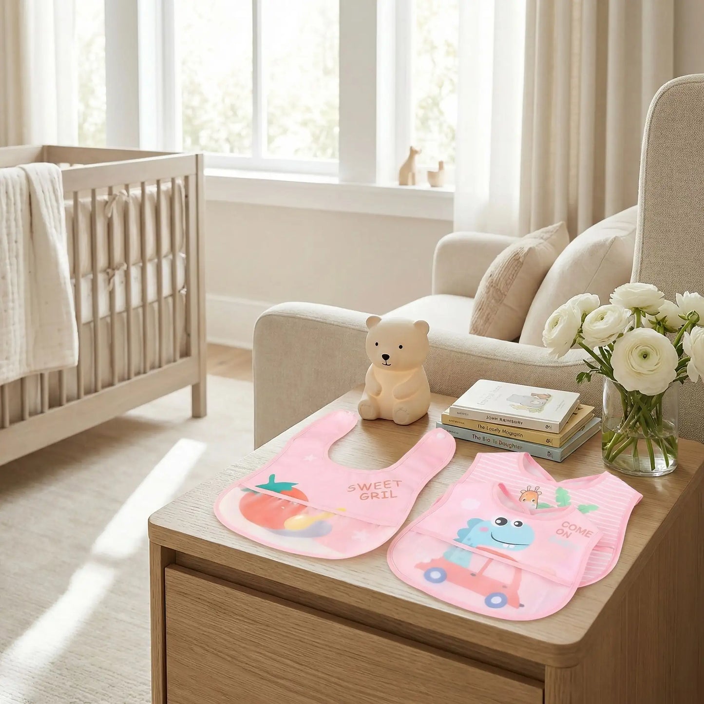 3  bavoir bébé rose