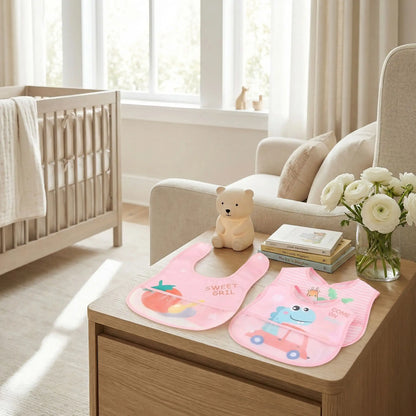 3  bavoir bébé rose