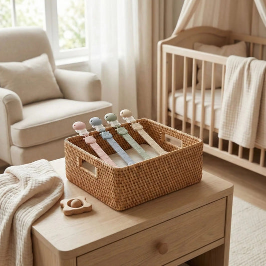 4 attache tetine en silicone sur panier