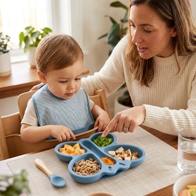 assiette bebe couleur bleu