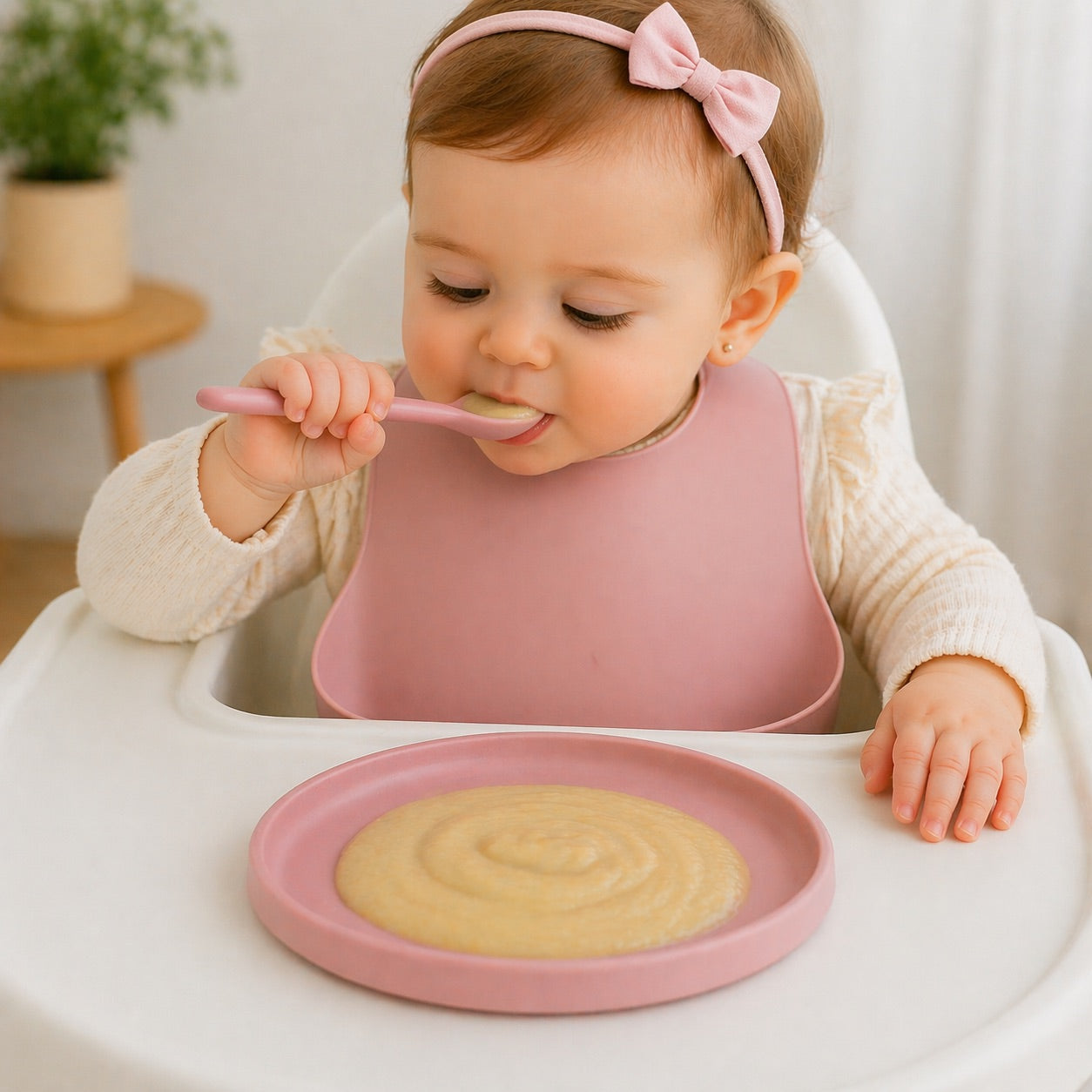 assiette bébé rose