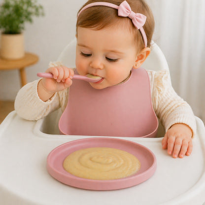 assiette bébé rose