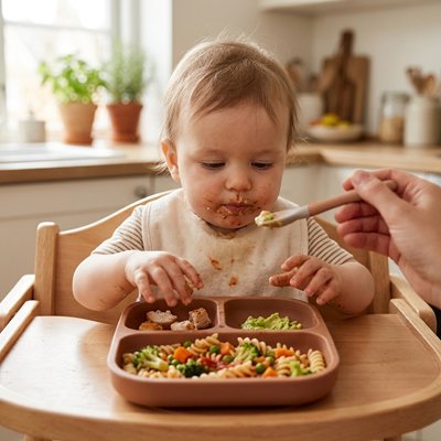 Assiette bébé ventouse brun