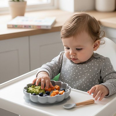 Assiette bébé ventouse couleur bleu