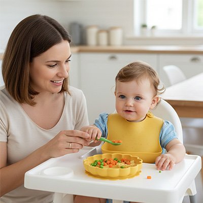 Assiette bébé ventouse couleur jaune