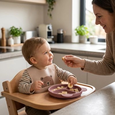 Assiette bébé ventouse couleur rose