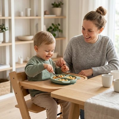 Assiette bébé ventouse couleur vert avec  compartiments 