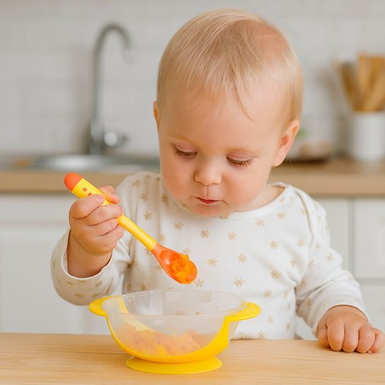 Assiette bébé ventouse jaune