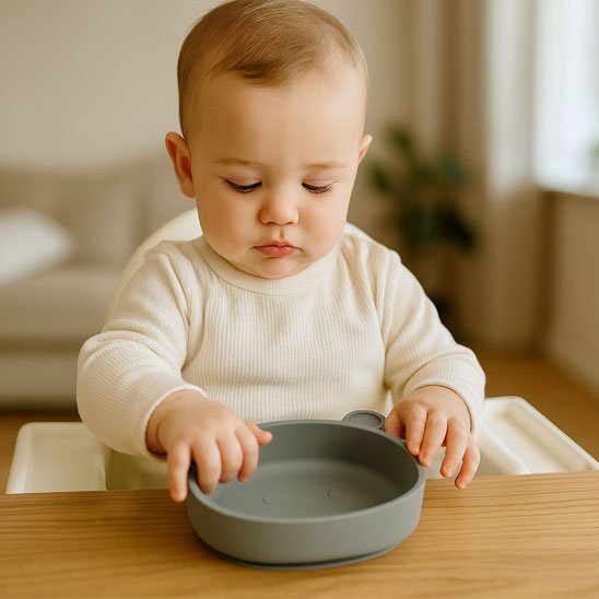 Assiette bébé ventouse verte 