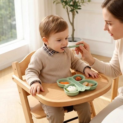 assiette bebe verte en silicone