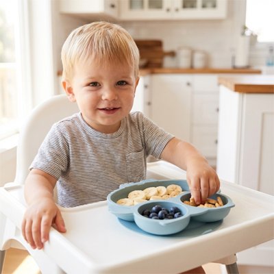 Assiette compartiment bébé bleu