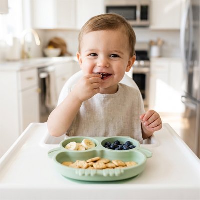 Assiette compartiment bébé couleur vert