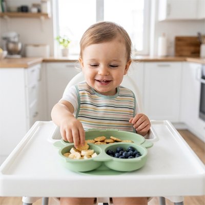 Assiette compartiment bébé vert