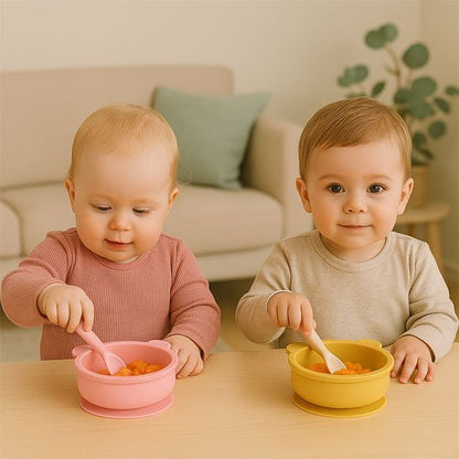 Assiette pour bébé rose et jaune
