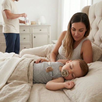 attache tetine gris bebe mama papa biberon