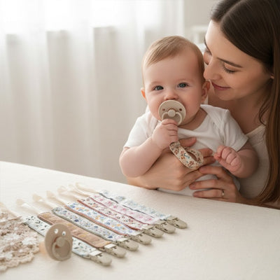 attache tetine main bebe souriant mamans