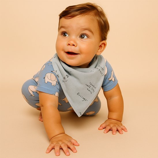 Bavoir bandana beu avec motif