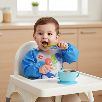 Bavoir bébé bleu avec motif