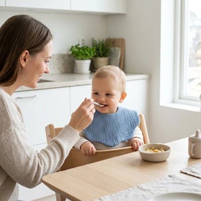 Bavoir bébé bleu est un équipement de repas pour bébé 