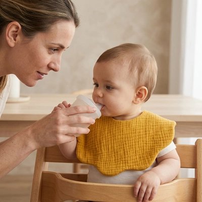 Bavoir bébé jaune est un équipement de repas pour bébé 
