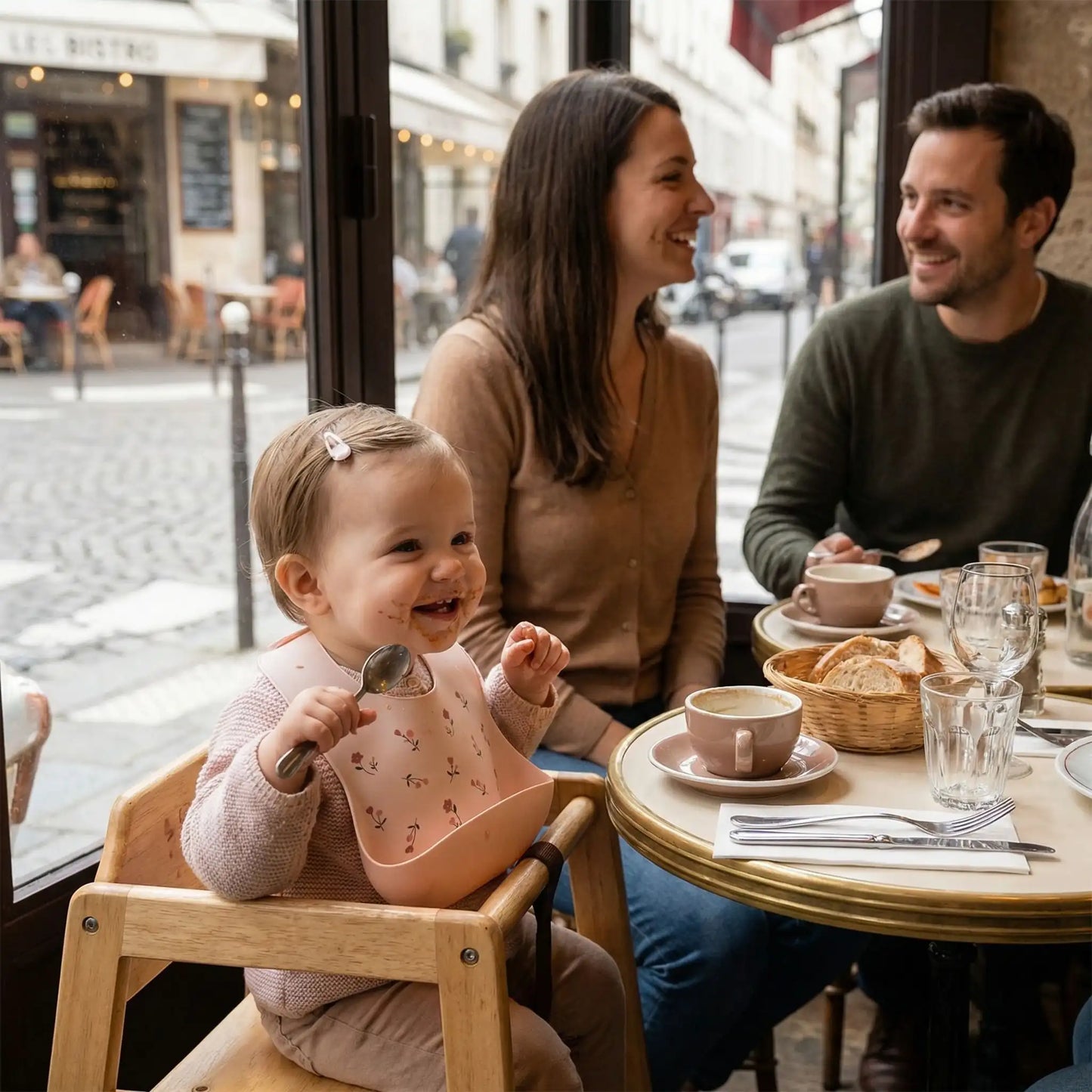 bavoir silicone avec bébé