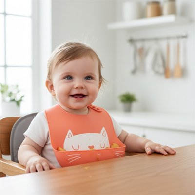 Bavoir silicone orange