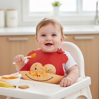 Bavoir silicone rouge