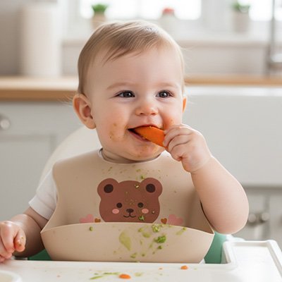 Bavoir silicone sur bébé