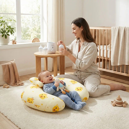 Bébé allonge sur le coussin allaitement