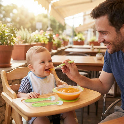 bébé mange avec cuillère bébé silicone vert