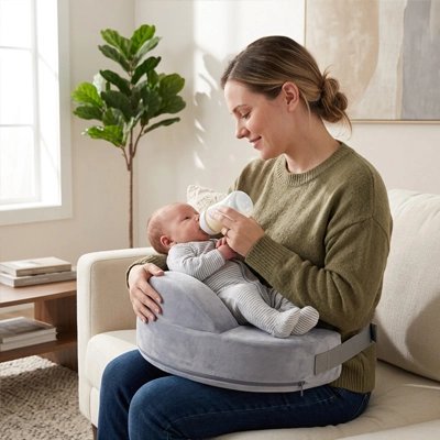 Bébé sur un coussin d'allaitement