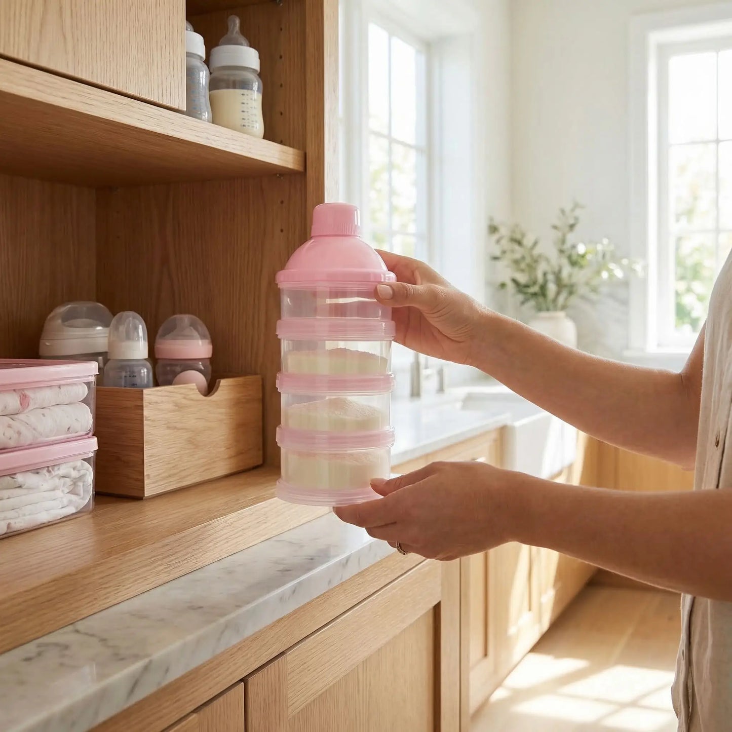 boite doseuse dans les mains du maman