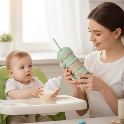 Boite doseuse lait dans les mains du maman