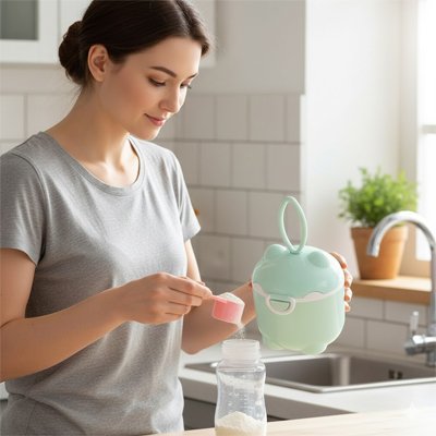 Boite doseuse lait vert avec maman