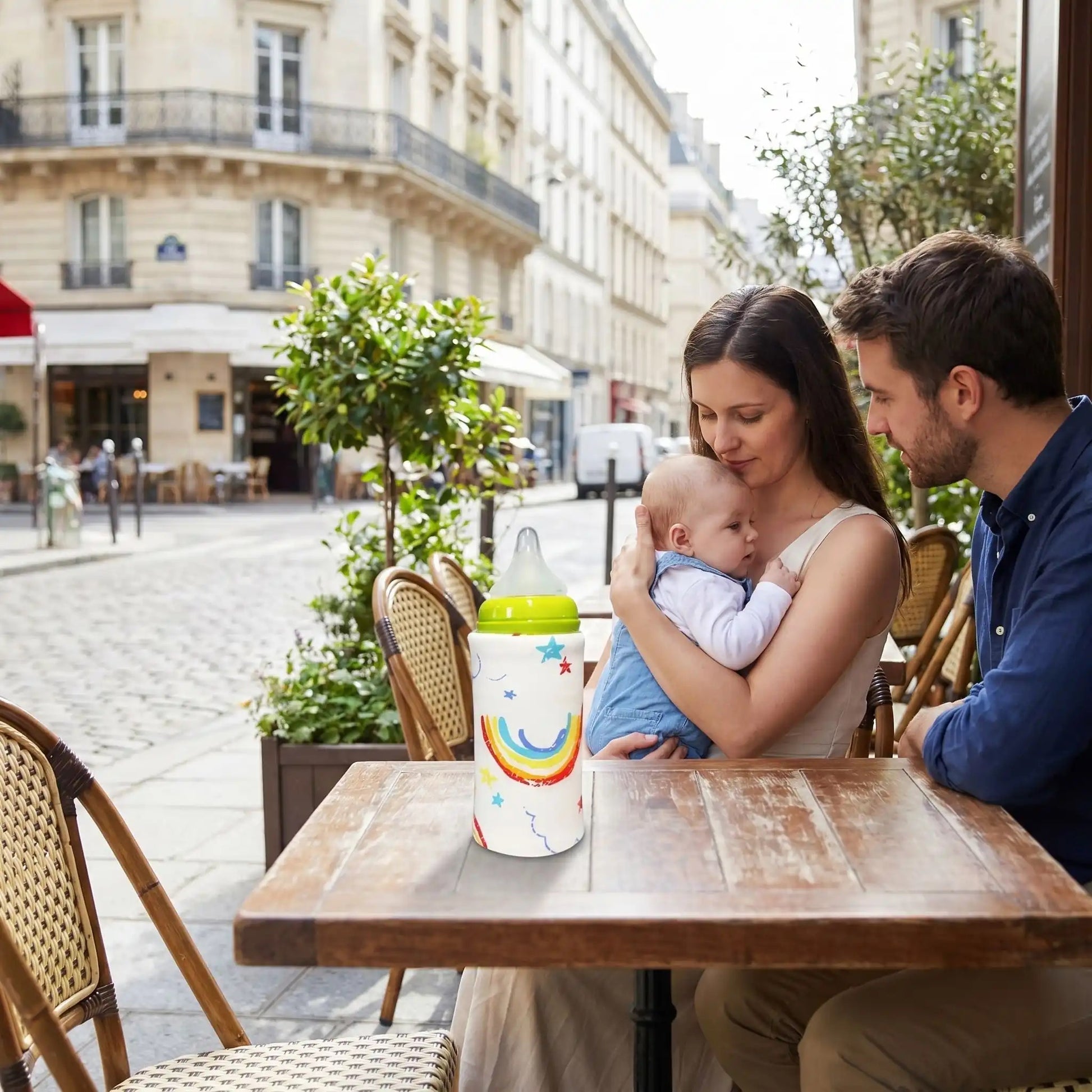 chauffe biberon portable à côté du maman