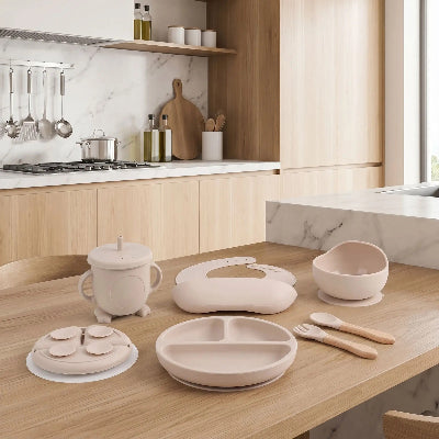 Coffret repas bébé couleur blanc cassé 