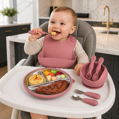 coffret repas bébé couleur rose