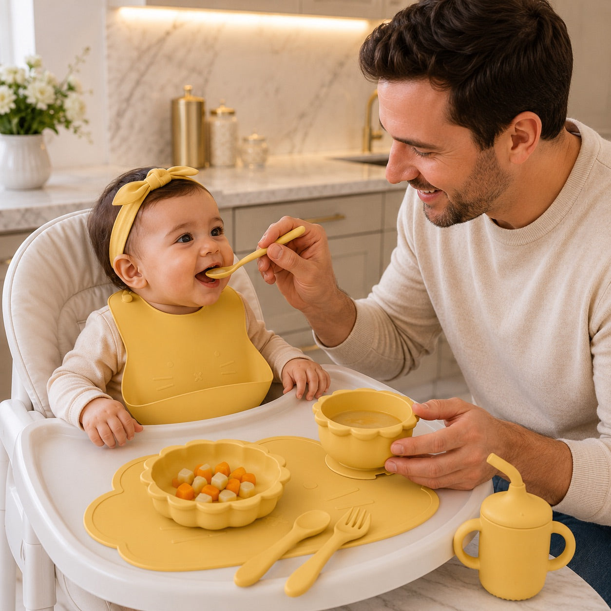 Coffret repas bébé de couleur kaki