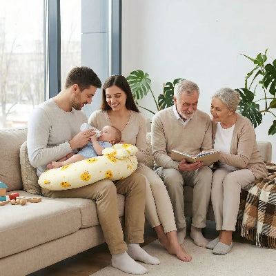 Coussin allaitement  avec papa et bébé  
