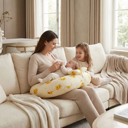 Coussin allaitement jaune avec maman