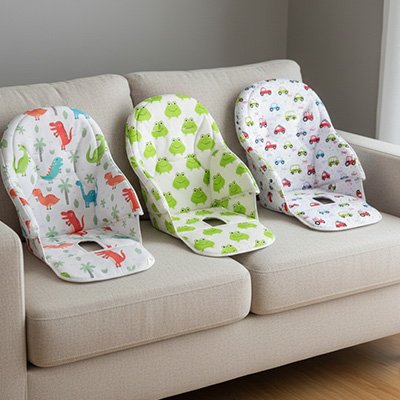 Coussin chaise haute trois  motifs 