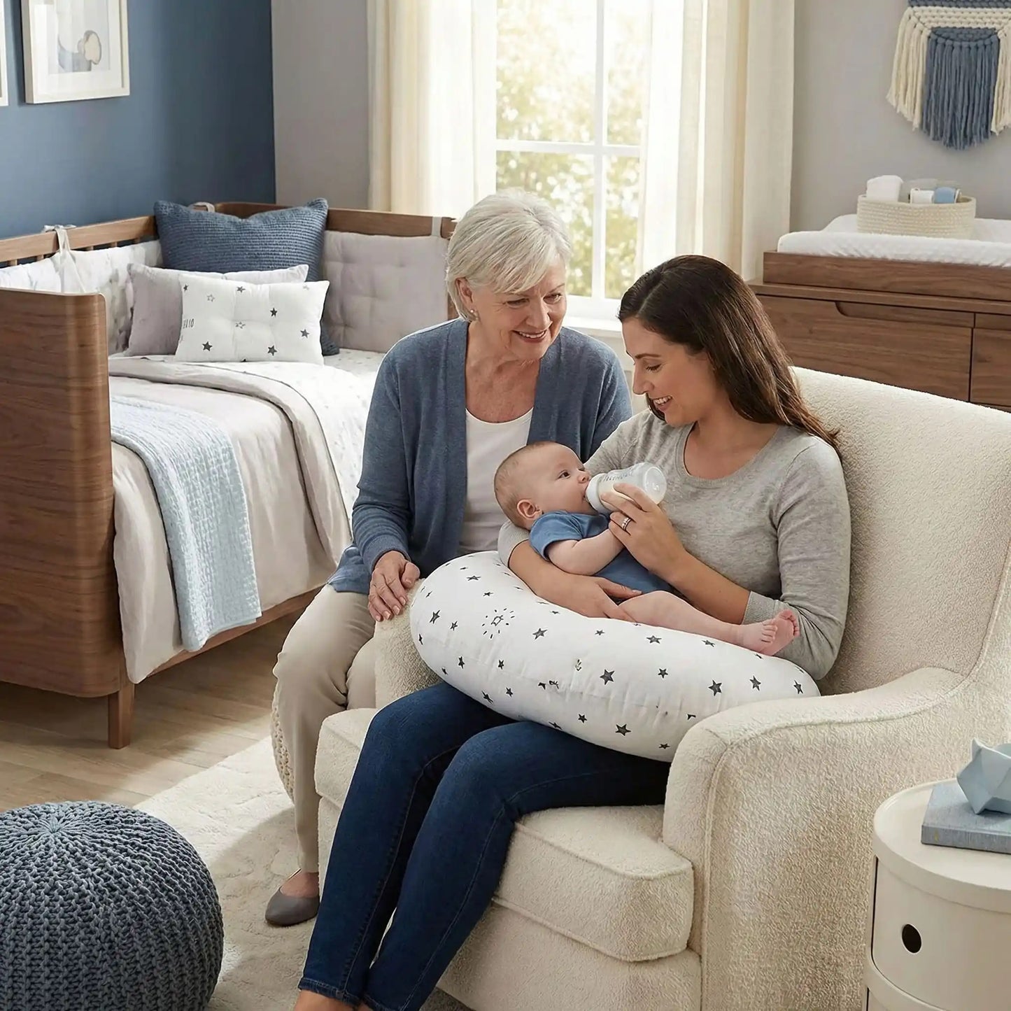 coussin d'allaitement blanc avec maman 