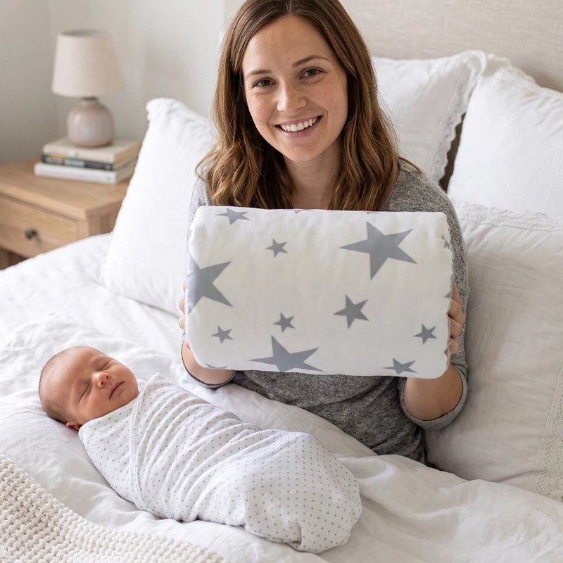 coussin d'allaitement dans les mains du maman 