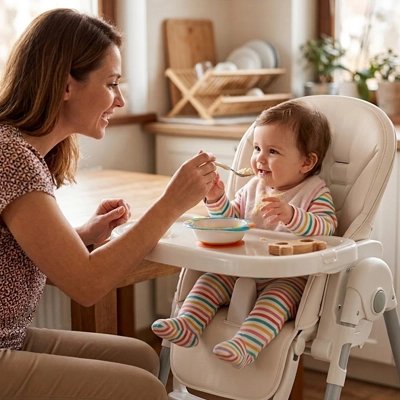 Coussin pour chaise haute beige équipement repas bébé 