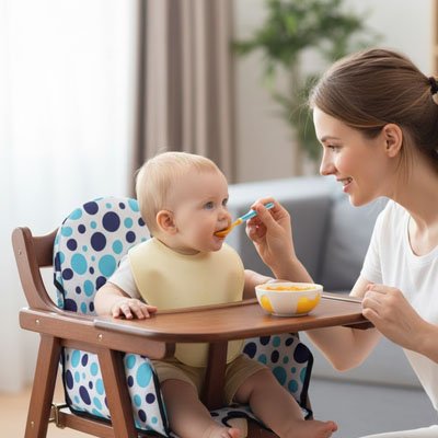 Coussin pour chaise haute bleu est un équipement de repas pour bébé 