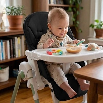 Coussin pour chaise haute noir  est un équipement repas bébé 