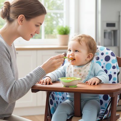 Coussin pour chaise haute couleur bleu est un équipement de repas pour bébé 